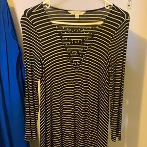 Black and white striped dress